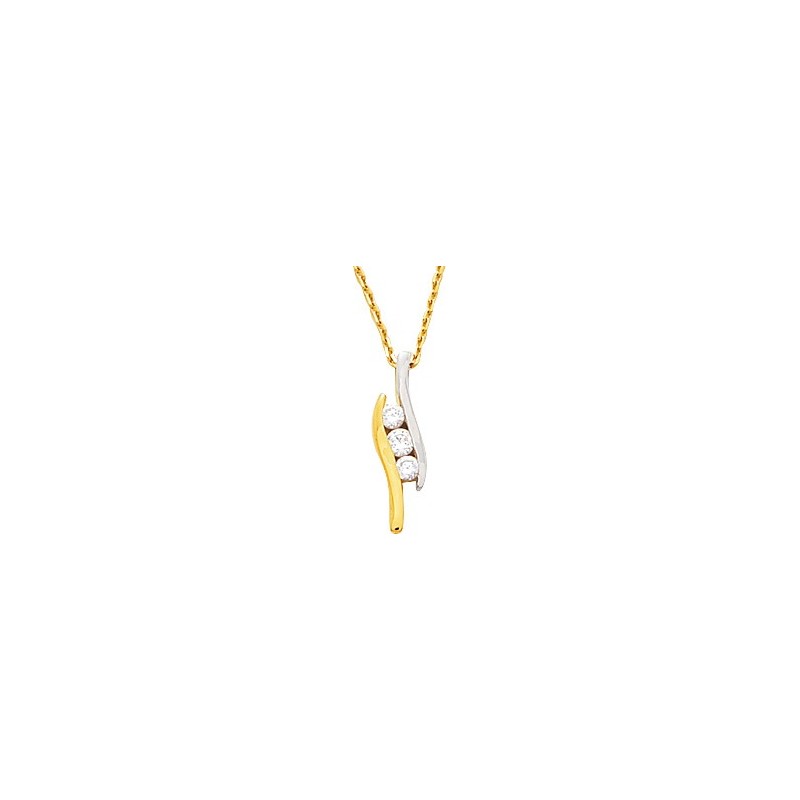Collier femme CARADOR en or 750/000 bicolore et oxydes de zirconium