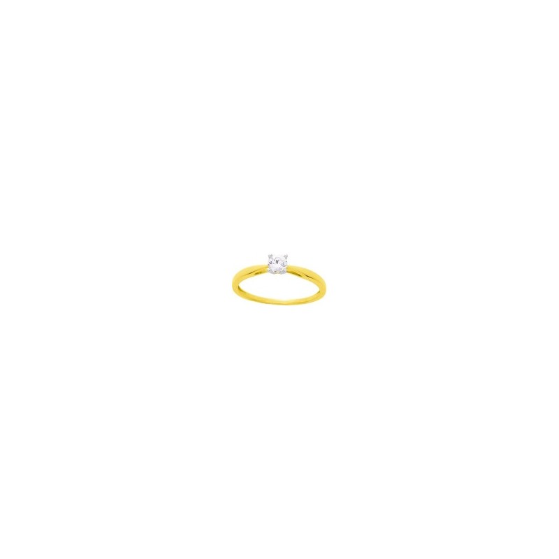 Bague soliotaire Carador en  Or jaune 750/000 et oxyde de zirconium
