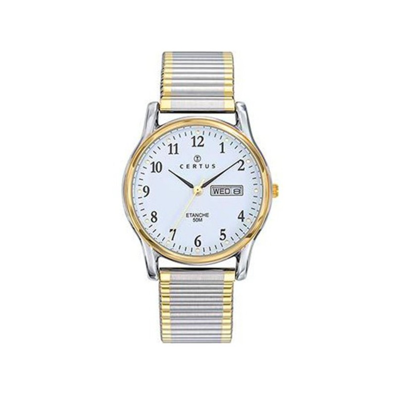 Montre Certus Homme bracelet élastique bicolore fond de cadran blanc