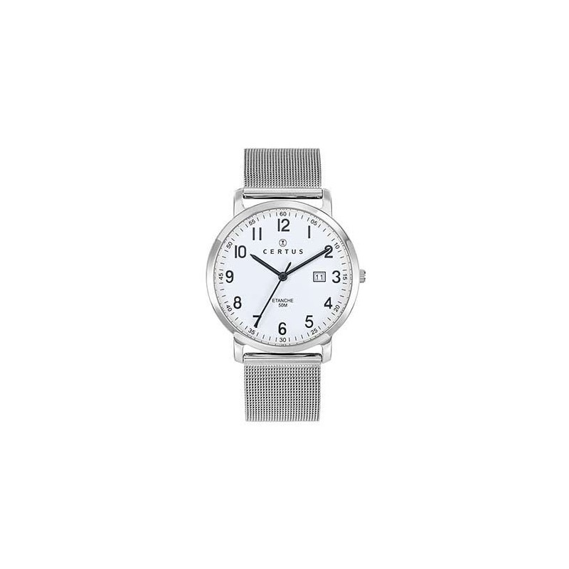 Montre Certus Homme bracelet milanais argenté fond de cadran blanc