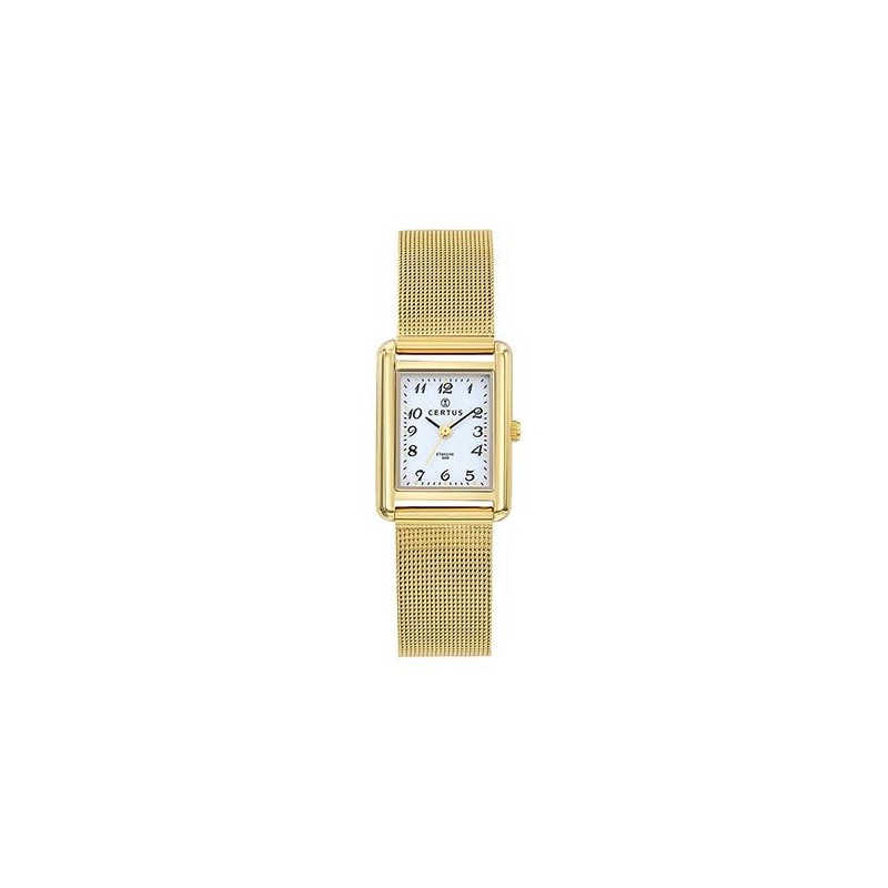 Montre Certus Femme cadran rectangulaire avec son bracelet milanais doré