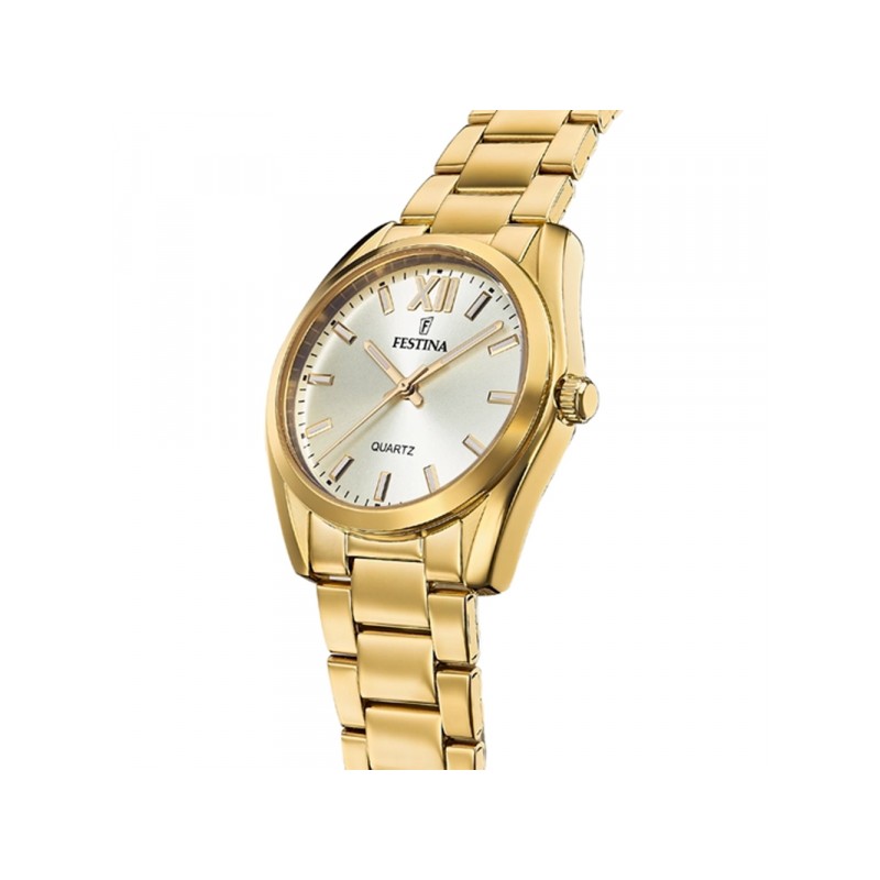 Montre Festina Femme acier doré fond de cadran beige