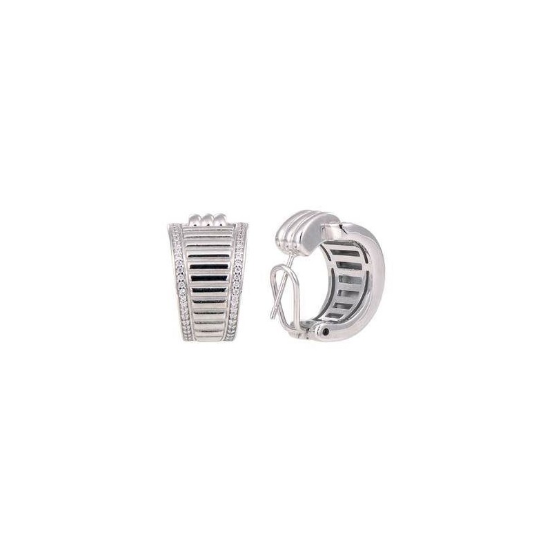 Boucles d'oreilles Demi créoles Una Storia Rétro chic en argent 925/000 et oxydes de zirconium