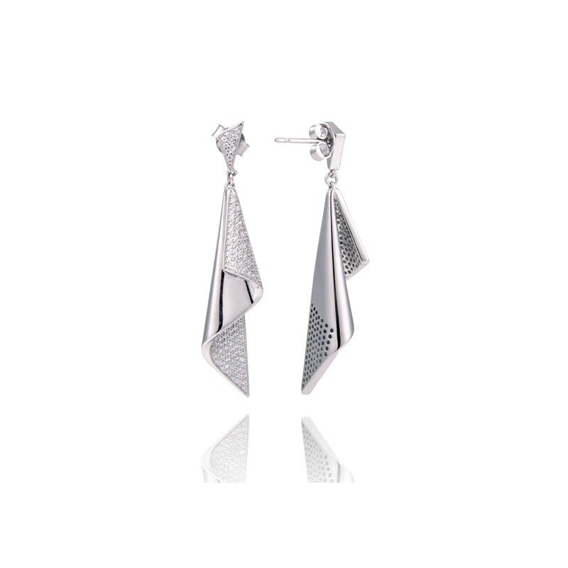 Boucles d'oreilles Una Storia vague en argent 925/000 et oxydes de zirconium