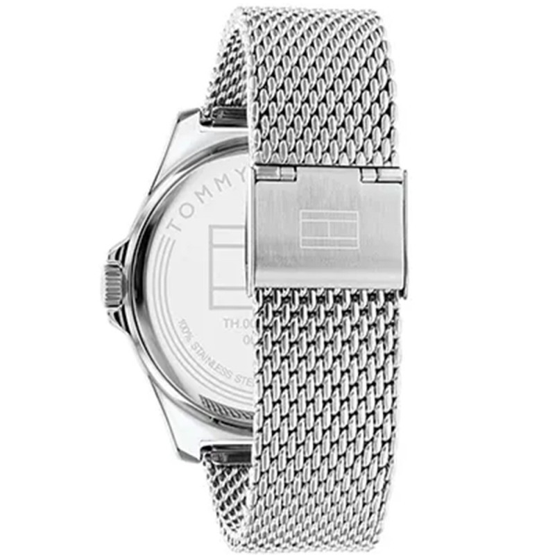 Montre Tommy Hilfiger Homme Norris bracelet milanais argenté fond bleu