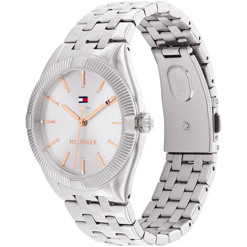 Montre Tommy Hilfiger Femme Rachel en acier argenté avec index doré rose