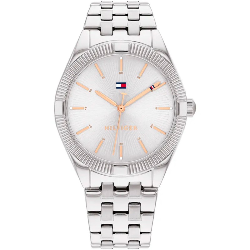 Montre Tommy Hilfiger Femme Rachel en acier argenté avec index doré rose