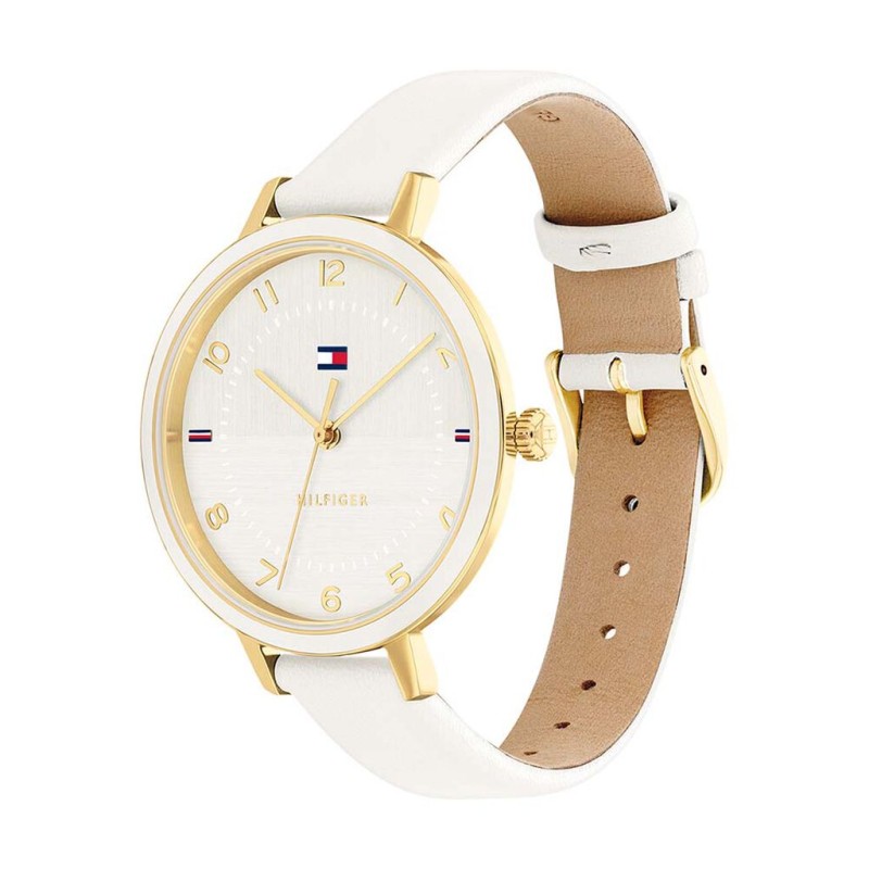Montre Tommy Hilfiger Femme Florence bracelet cuir blanc