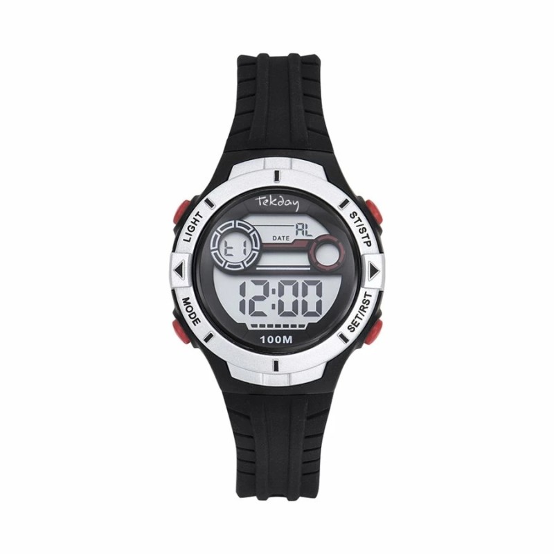 Montre Tekday Enfant digital silicone noir style pneus