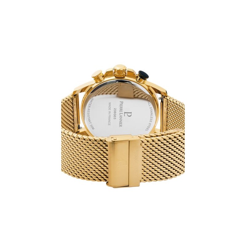 Montre Homme Pierre Lannier Sentinelle bracelet milanais doré