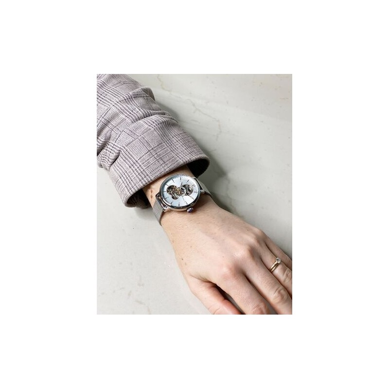 Montre Pierre Lannier Femme Melodie automatique bracelet milanais argenté