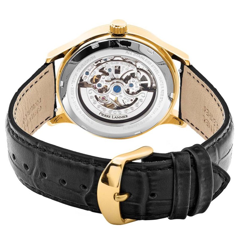 Montre Homme Pierre Lannier Fleuret noir automatique bracelet cuir