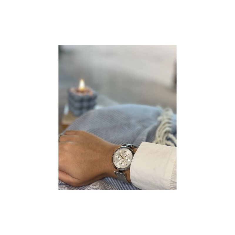 Montre Pierre Lannier Femme Lutecia argenté avec index dorés