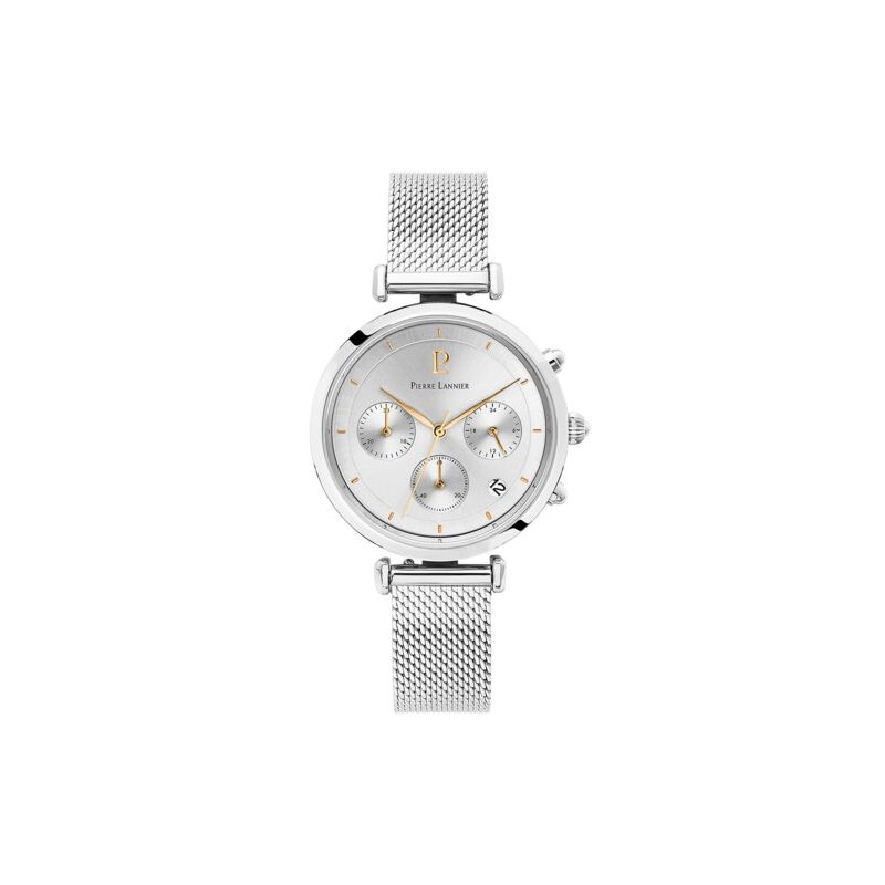 Montre Pierre Lannier Femme Lutecia argenté avec index dorés