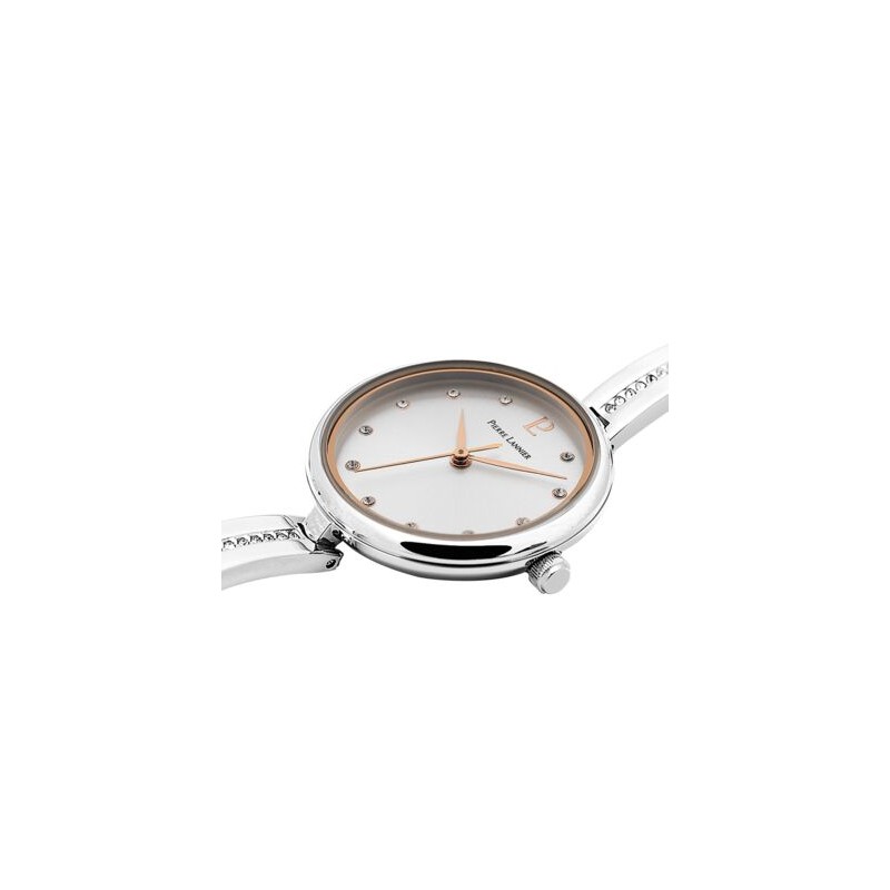 Montre Pierre Lannier Femme Leia argenté avec oxydes de zirconium et lunette doré rose