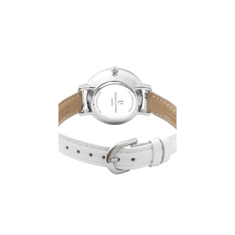 Montre Pierre Lannier Femme Chouquette bracelet cuir blanc