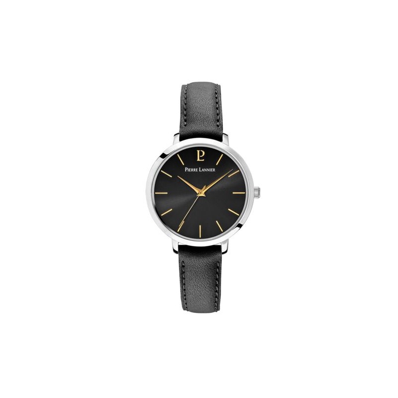 Montre Pierre Lannier Femme Chouquette bracelet cuir noir