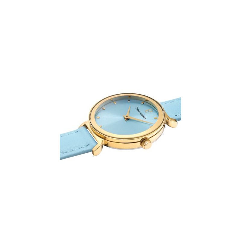 Montre Pierre Lannier Femme Ligne Pure Bleu boitier doré