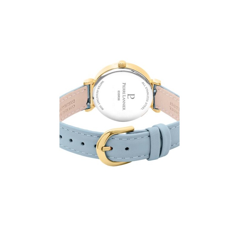 Montre Pierre Lannier Femme Ligne Pure Bleu boitier doré