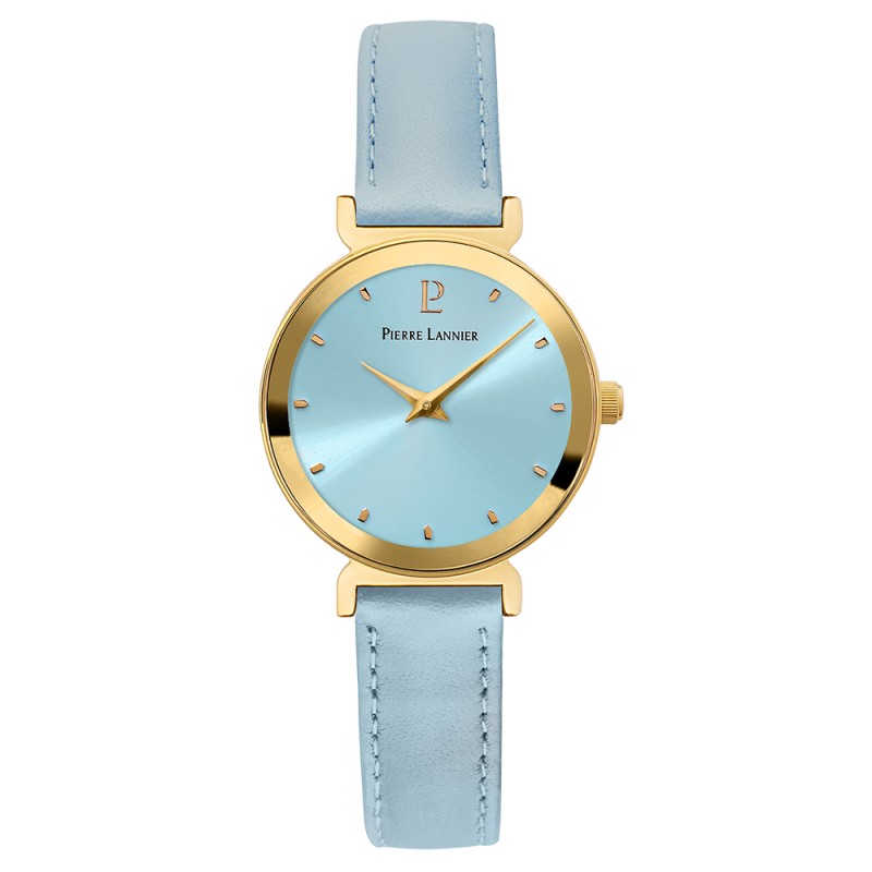 Montre Pierre Lannier Femme Ligne Pure Bleu boitier doré