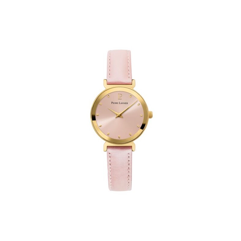 Montre Pierre Lannier Femme Ligne Pure bracelet cuir rose