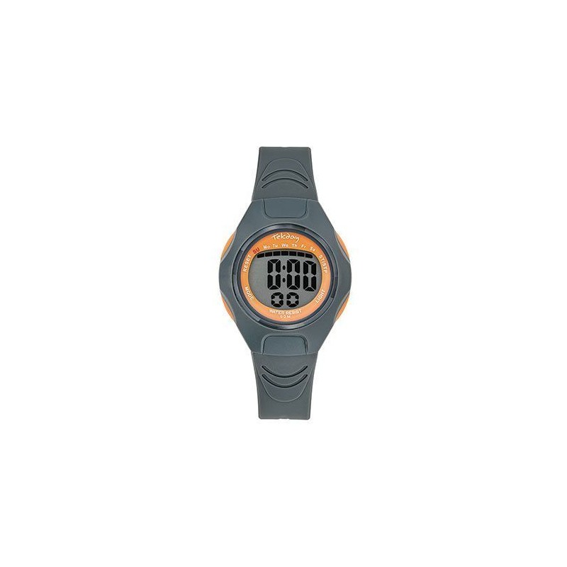 Montre Tekday Enfant digital silicone gris et orange