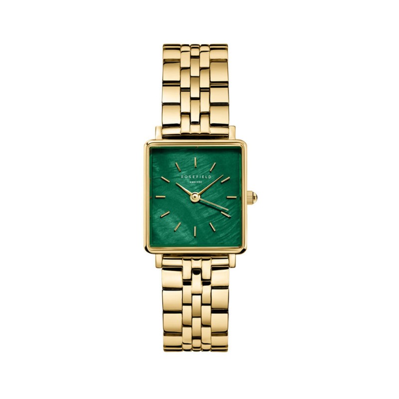 Montre Femme Rosefield Collection Boxy XS VERT Bracelet en Acier doré