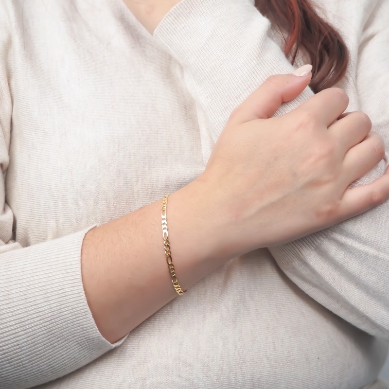 Bracelet Carador maille alternée 4mm en or jaune 375/000