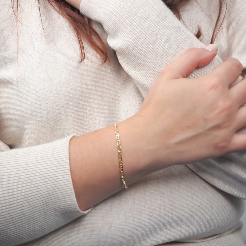 Bracelet Carador maille bâton 3mm en or jaune 375/000