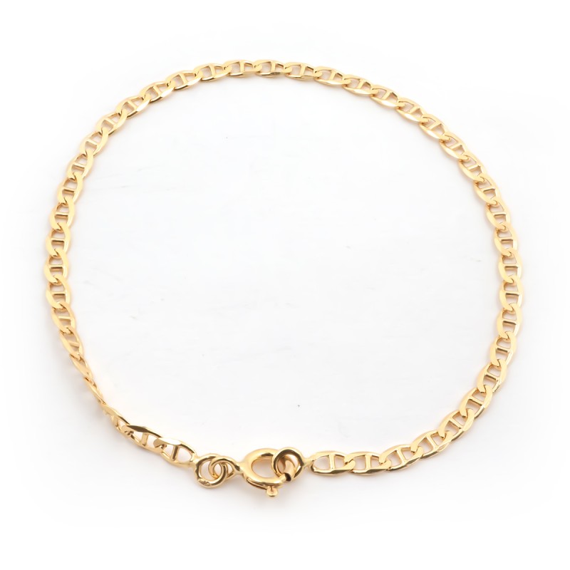 Bracelet Carador maille marine barrette 3mm en or jaune 375/000