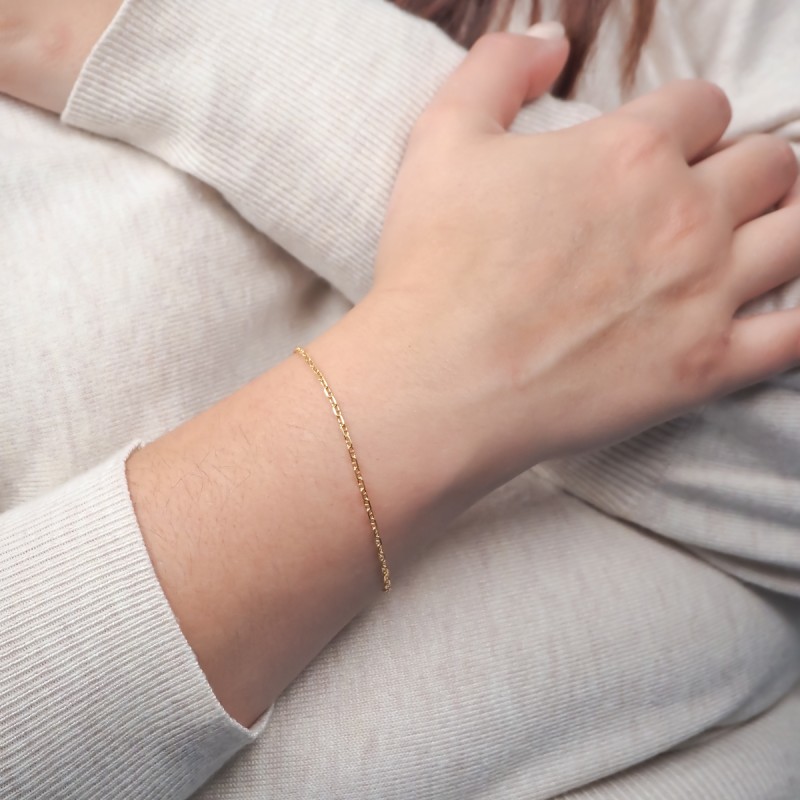 Bracelet CARADOR en or jaune 375/000 maille forçat marine