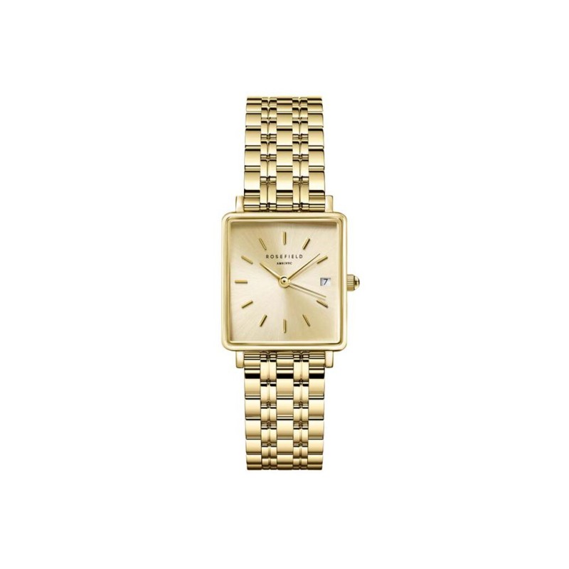 Montre Femme Rosefield Collection Boxy XS Champagne Bracelet en Acier doré