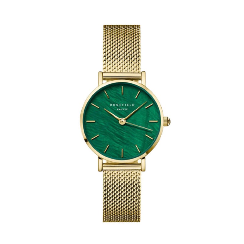 Montre Femme Rosefield Small edit vert Bracelet milanais doré
