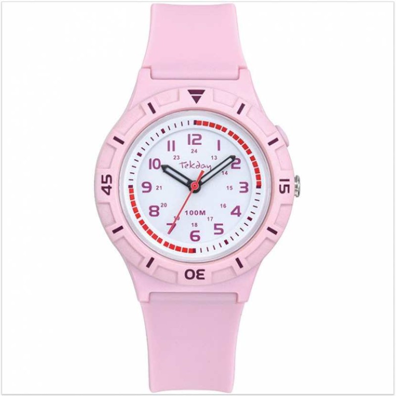 Montre Tekday Enfant silicone rose pâle index violet