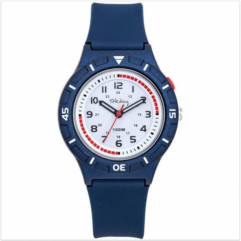 Montre Tekday Enfant silicone bleu fond de cadran blanc