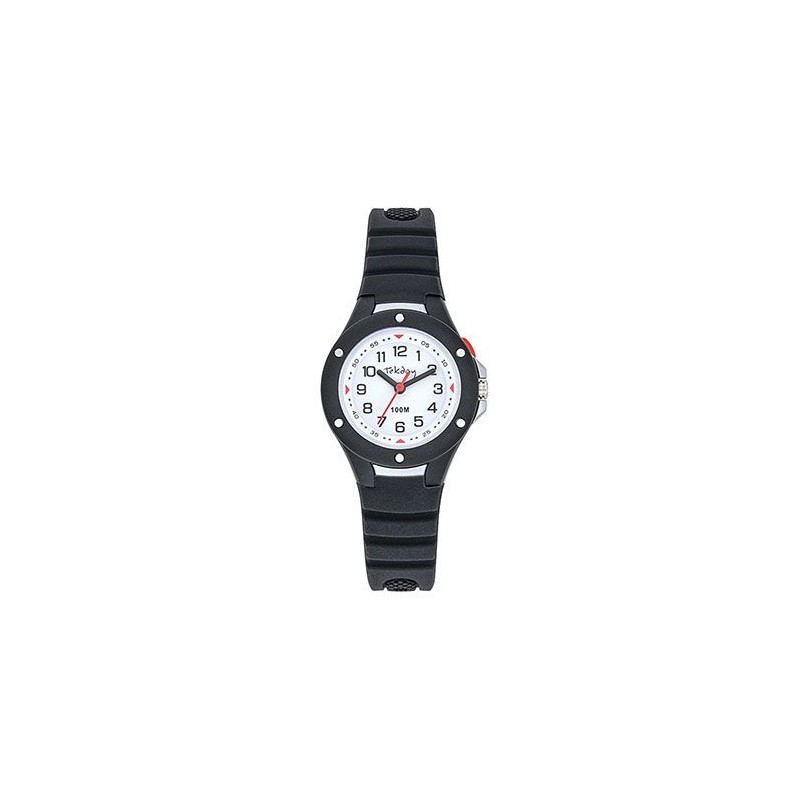 Montre Tekday Enfant silicone noir fond de cadran blanc