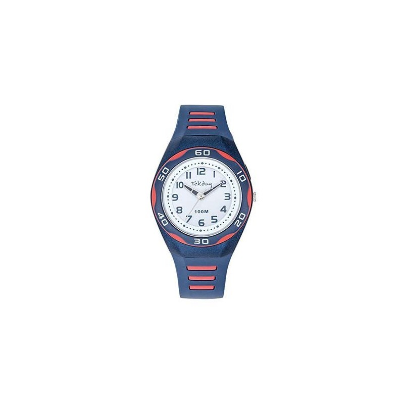 Montre Tekday Enfant silicone bleu fond de cadran blanc
