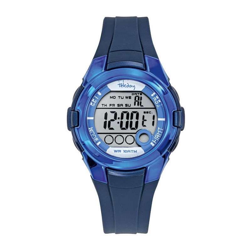 Montre Tekday Enfant digital silicone bleu boitier bleu