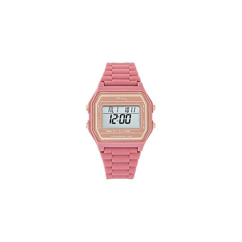 Montre Tekday Enfant digital silicone rose