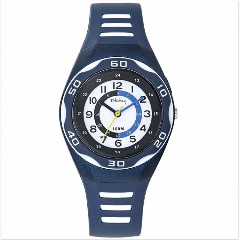 Montre Tekday Enfant silicone bleu cadran simplifié pour la lecture