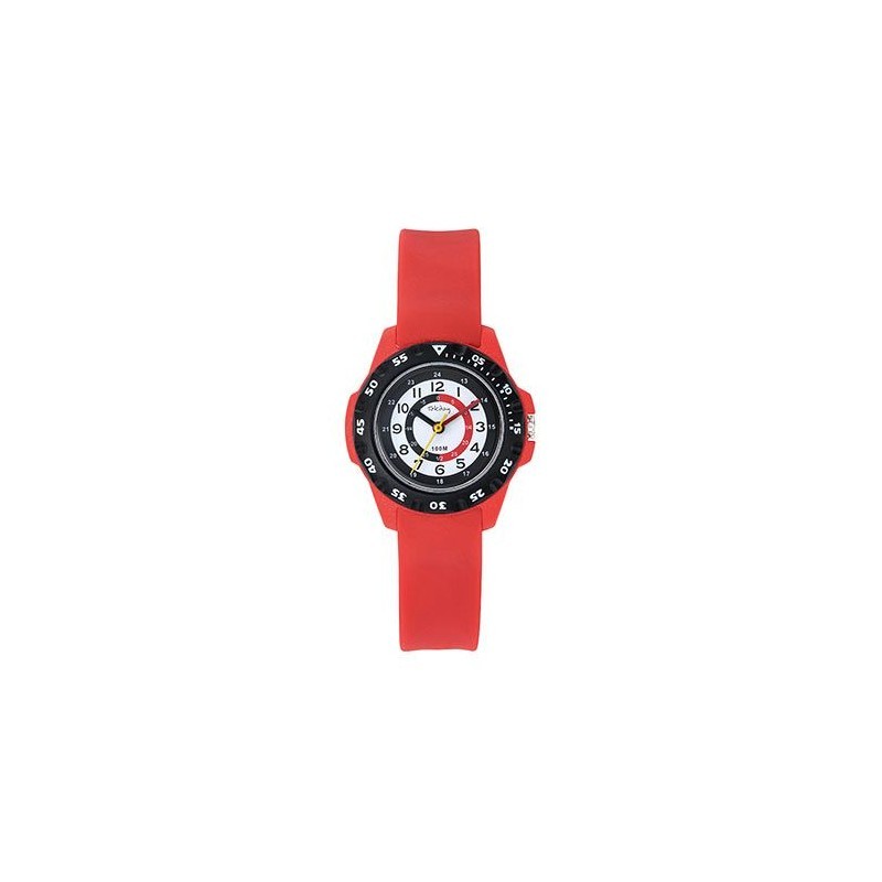 Montre Tekday Enfant silicone rouge cadran noir simplifié pour la lecture