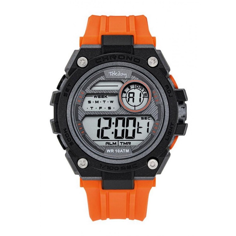 Montre Tekday Homme digital silicone orange