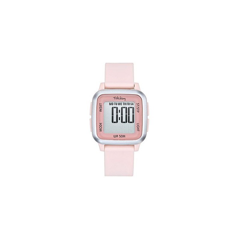 Montre Tekday Mixte digital silicone rose