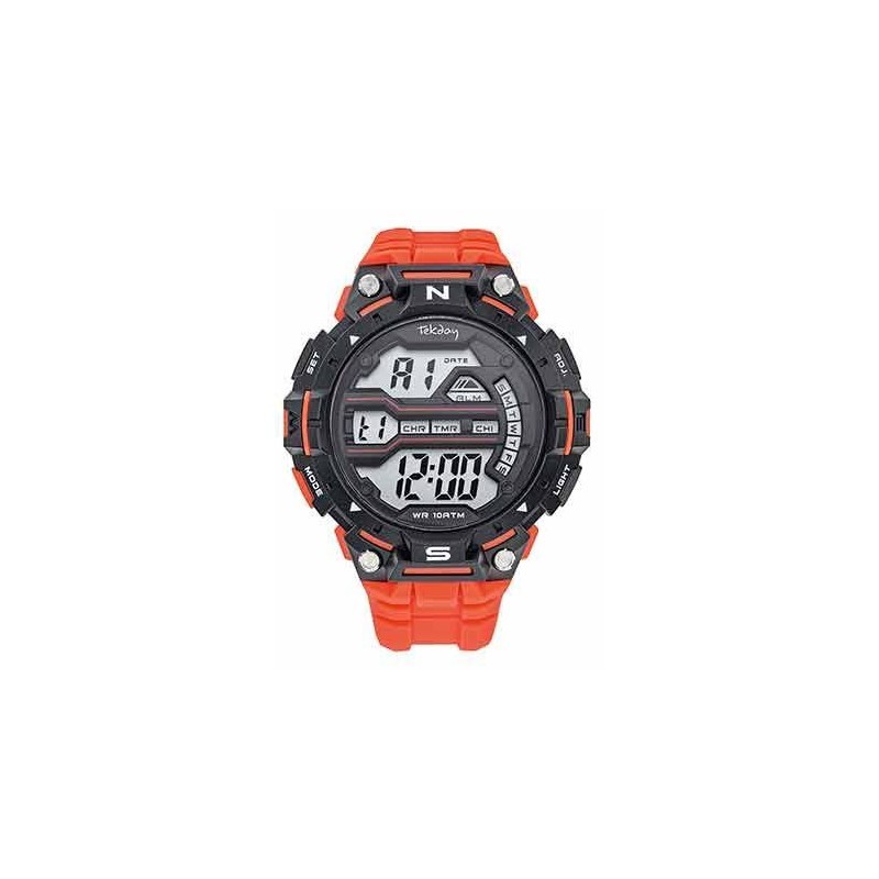 Montre Tekday Homme digital silicone rouge