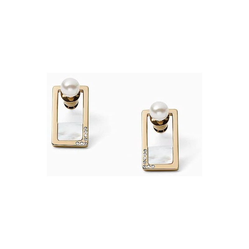 Boucles d'oreilles Femme Skagen en acier doré avec perle synthétique et oxydes de zirconium