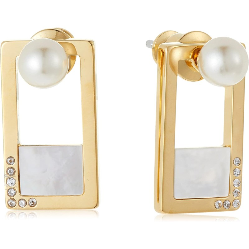 Boucles d'oreilles Femme Skagen en acier doré avec perle synthétique et oxydes de zirconium