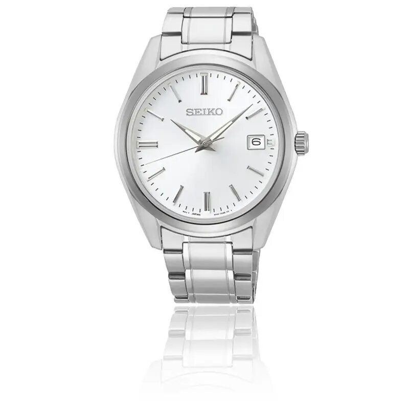 Montre Homme Seiko bracelet acier cadran blanc