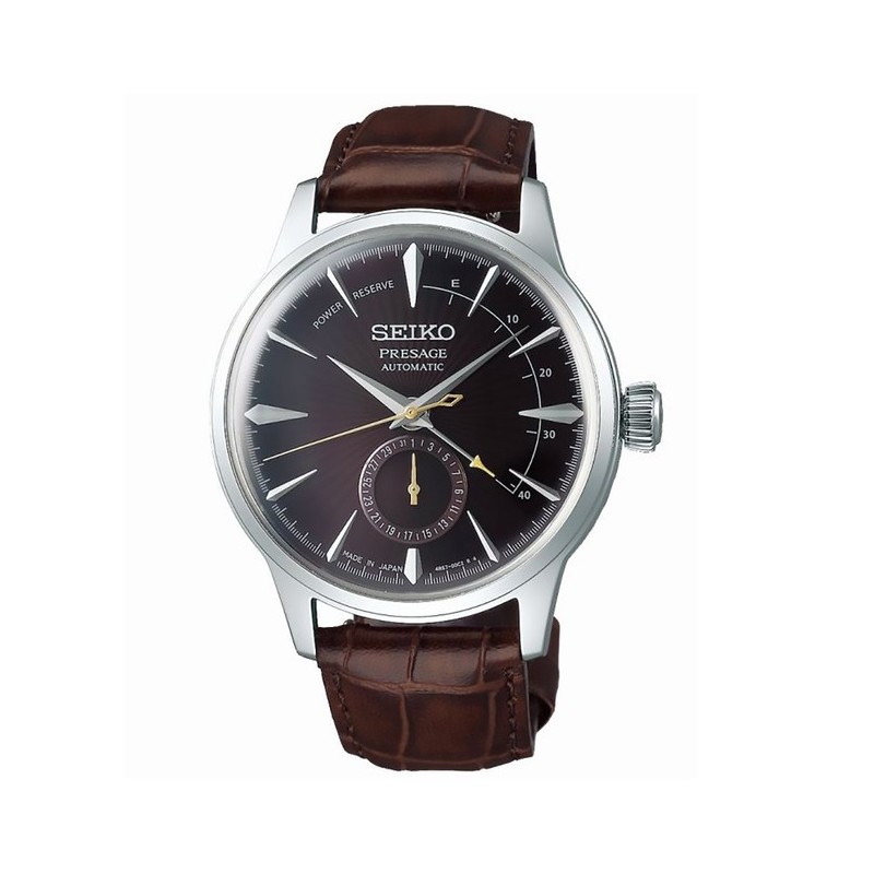 Montre Homme Seiko présage automatique  bracelet cuir marron croco