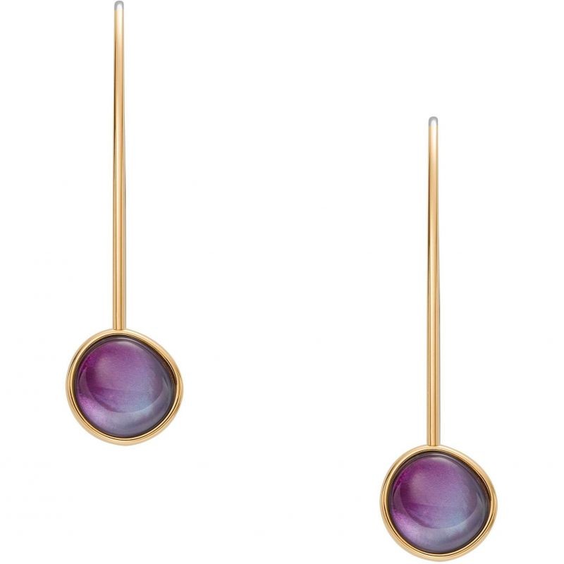 Boucles d'oreilles Pendantes Femme Skagen Sea Glass en acier doré passage col de cygne