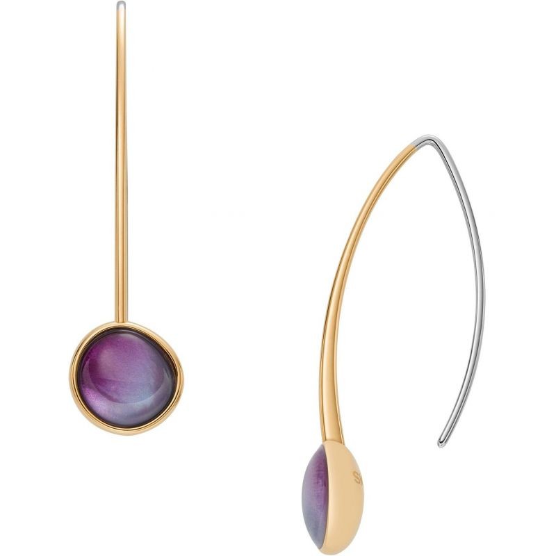 Boucles d'oreilles Pendantes Femme Skagen Sea Glass en acier doré passage col de cygne